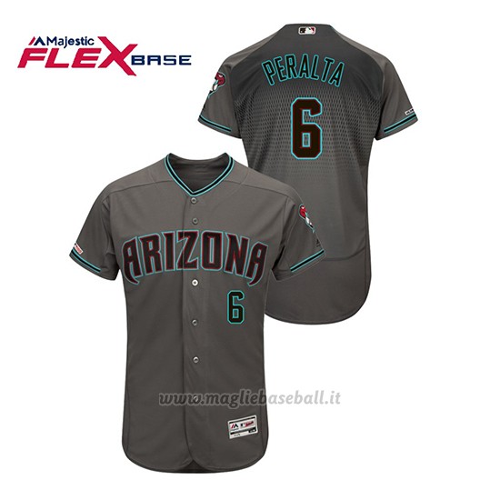 Maglia Baseball Uomo Arizona Diamondbacks David Peralta 150th Aniversario Patch Autentico Flex Base Grigio Teal